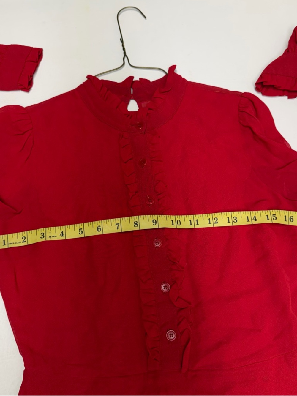 Reformation Mathilda Red Ruffle-Front Long Sleeve Mini Dress size 4 - Picture 5 of 8